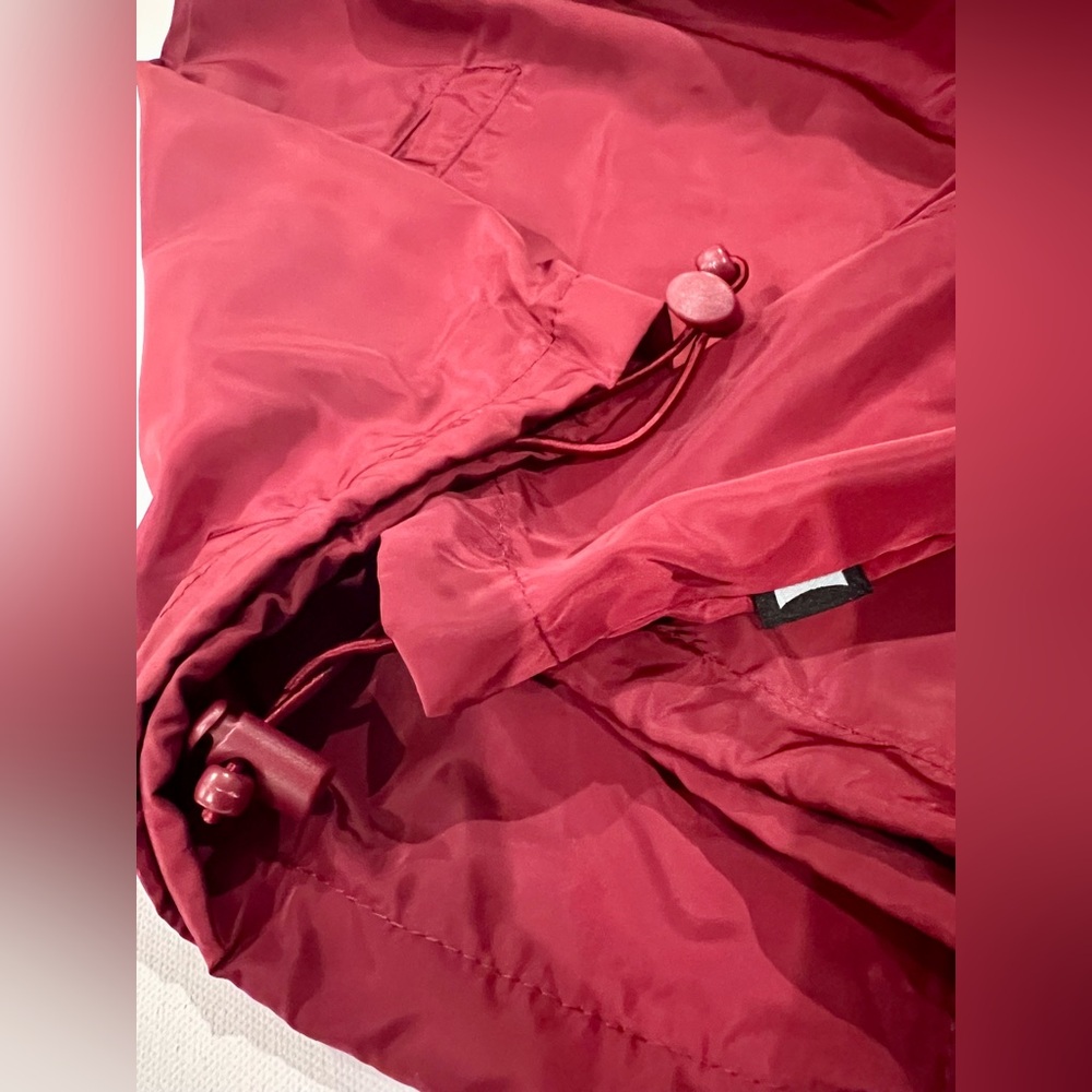 BEAUTIFUL GIANT LA Rain Coat Jacket Deep Red Camouflage Large Drawstring - Picture 9 of 11